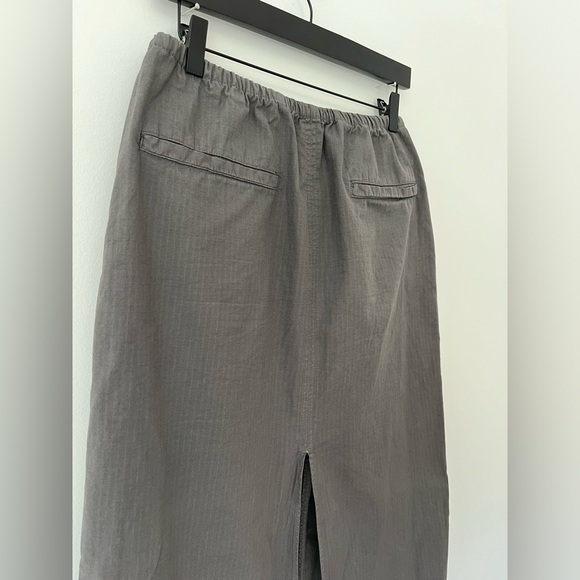 VTG ripstop grid maxi skirt: grey S-M w/ techy bungee cord drawstring + backslit - Picture 8 of 11